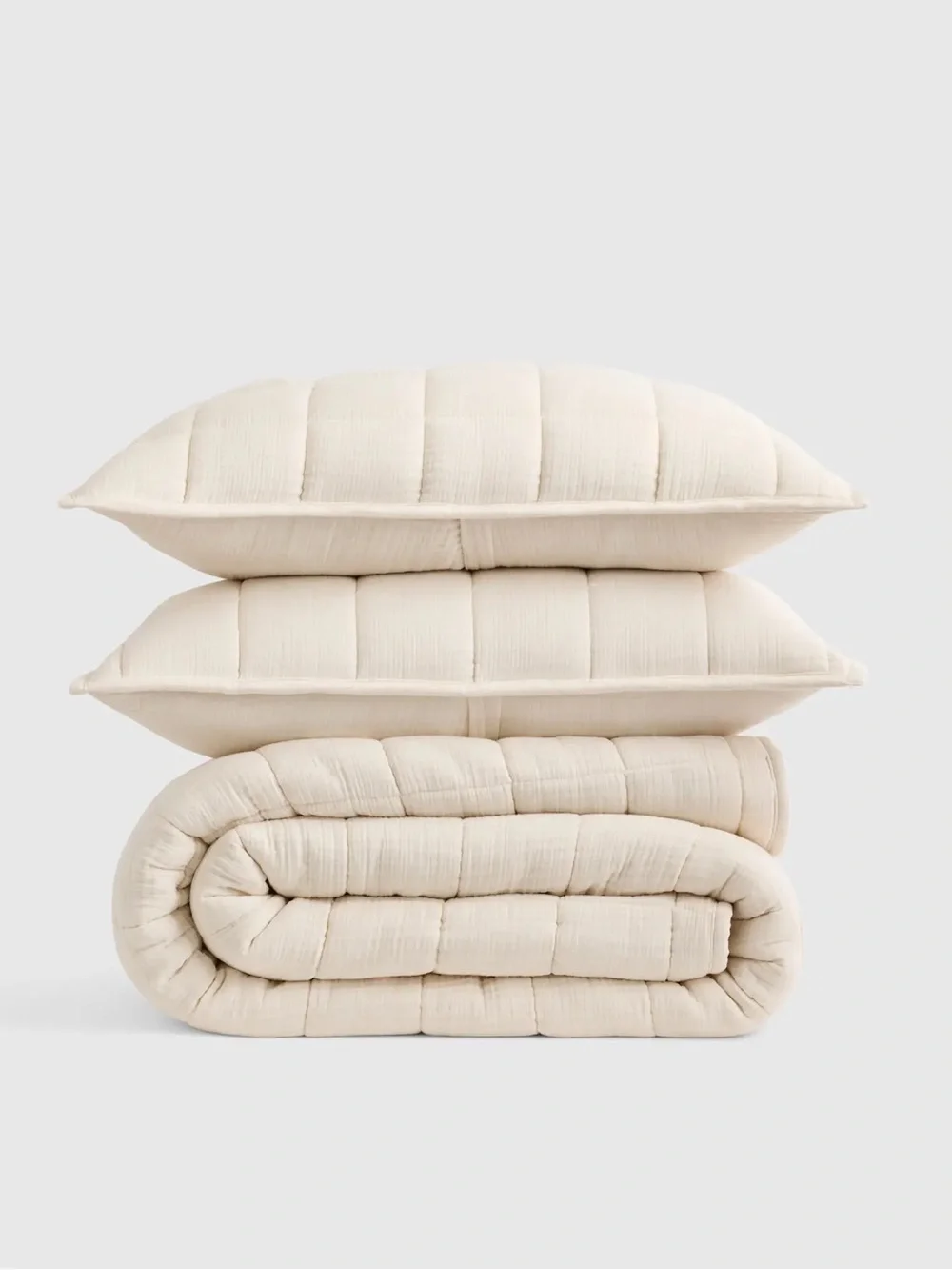 QUINCE Organic Cotton Gauze Box Quilt Set King/Cal King Undyed 9783